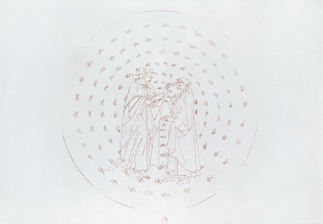 دانتي وبياتريس ، من "الكوميديا الإلهية" لدانتي أليغييري (1265-1321) c.1480 بواسطة ساندرو بوتيتشيلي