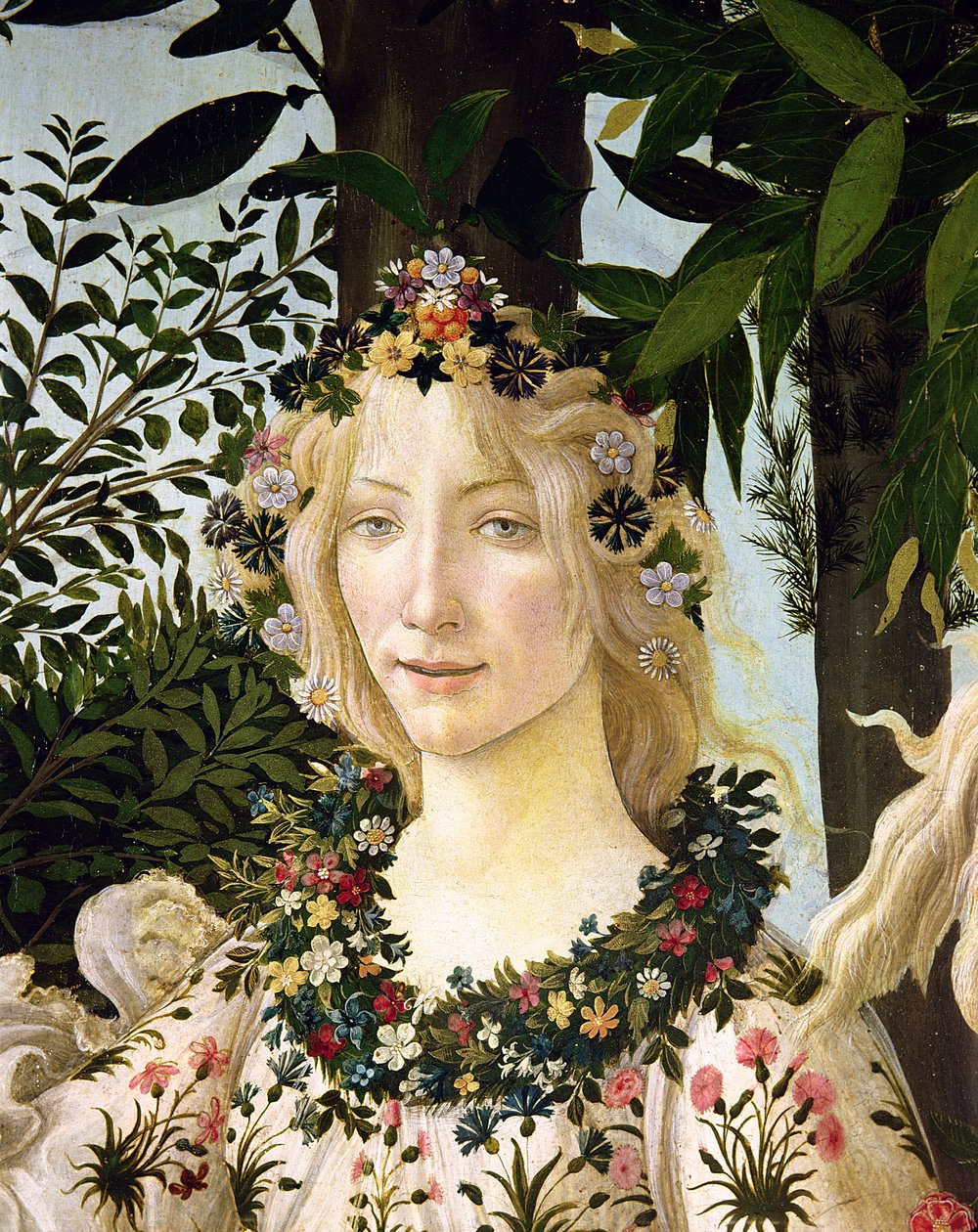 فلورا ، تفاصيل من بريمافيرا ، c.1478 (درجة الحرارة على اللوحة) بواسطة ساندرو بوتيتشيلي