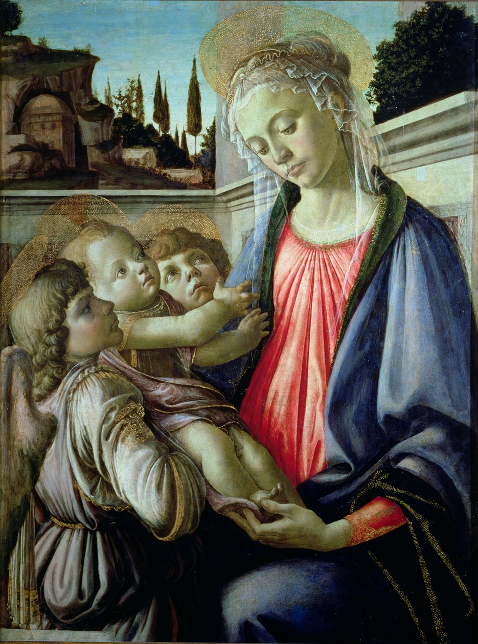 Madonna and child with angels (tempera on panel) بواسطة ساندرو بوتيتشيلي