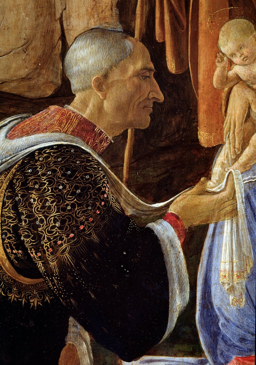 العشق من المجوس ، تفاصيل من Cosimo de'Medici ، تسمى il Vecchio (تمبرا على الخشب بواسطة ساندرو بوتيتشيلي