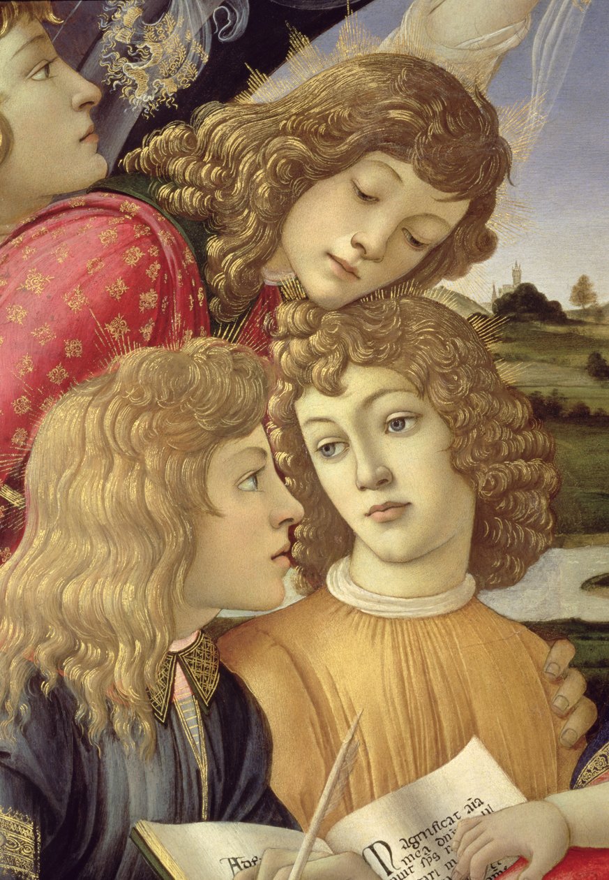مادونا من Magnificat ، تفاصيل ثلاثة أولاد بواسطة ساندرو بوتيتشيلي