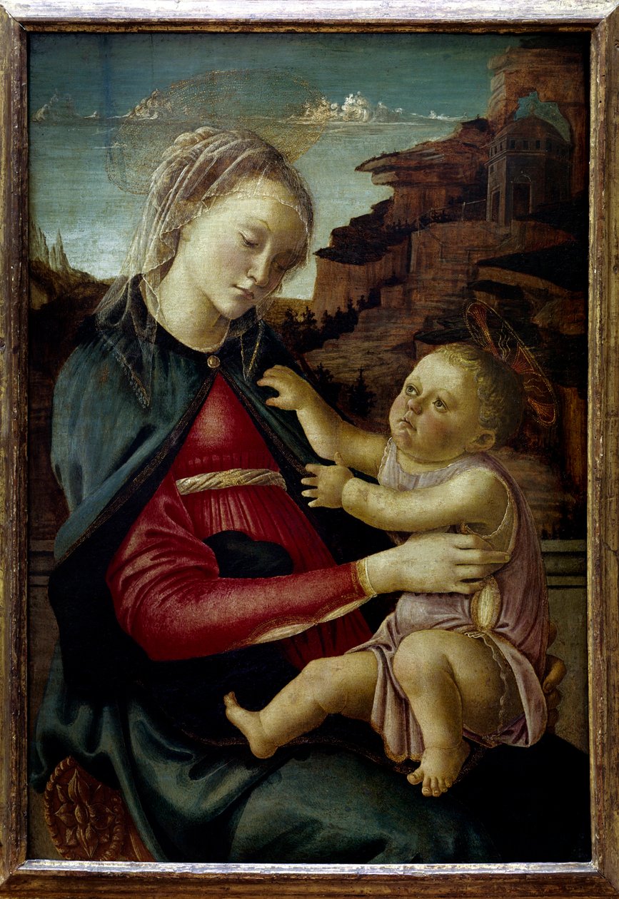 The Virgin and Child called the Madonna of the Guidi of Faenza Painting by Alessandro di Mariano dei Filipepi dit Sandro Botticelli (1445-1510) 15th century Sun. 0,73x0,49 m Paris, Musee du Louvre بواسطة ساندرو بوتيتشيلي