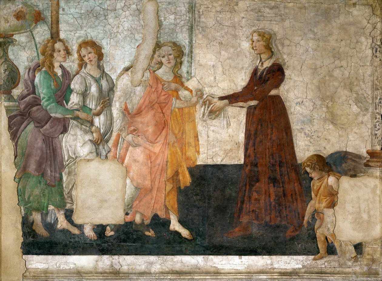تقدم Venus and the Three Graces هدايا لفتاة صغيرة بواسطة ساندرو بوتيتشيلي