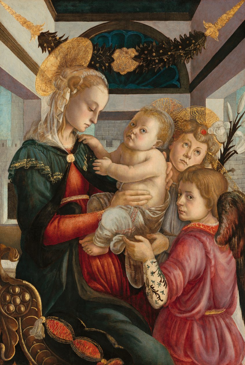 مادونا والطفل مع الملائكة بواسطة Sandro (Attr. To) Botticelli