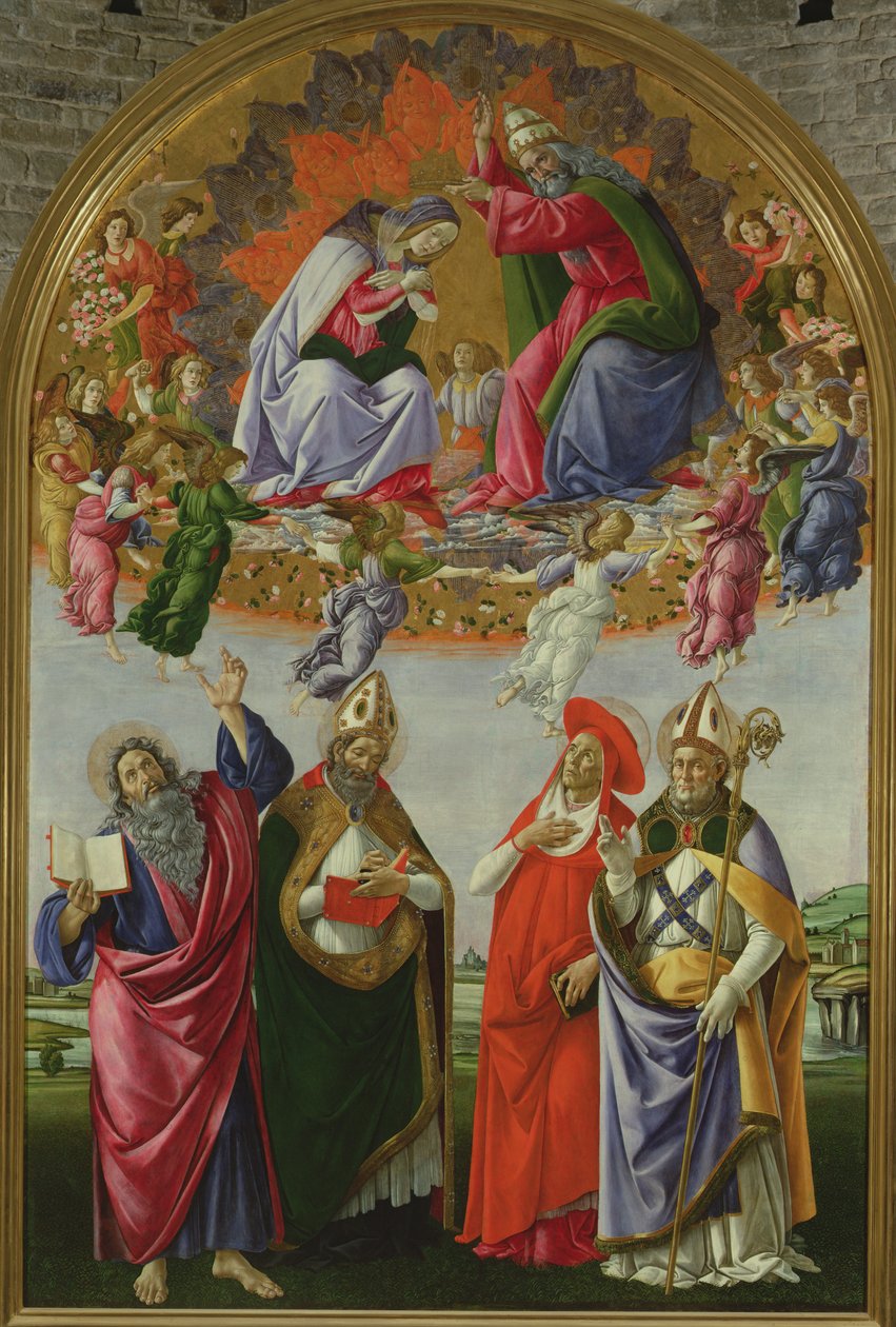 تتويج العذراء (San Marco Altarpiece) ، 1490-92 (درجة الحرارة على اللوحة) بواسطة ساندرو بوتيتشيلي