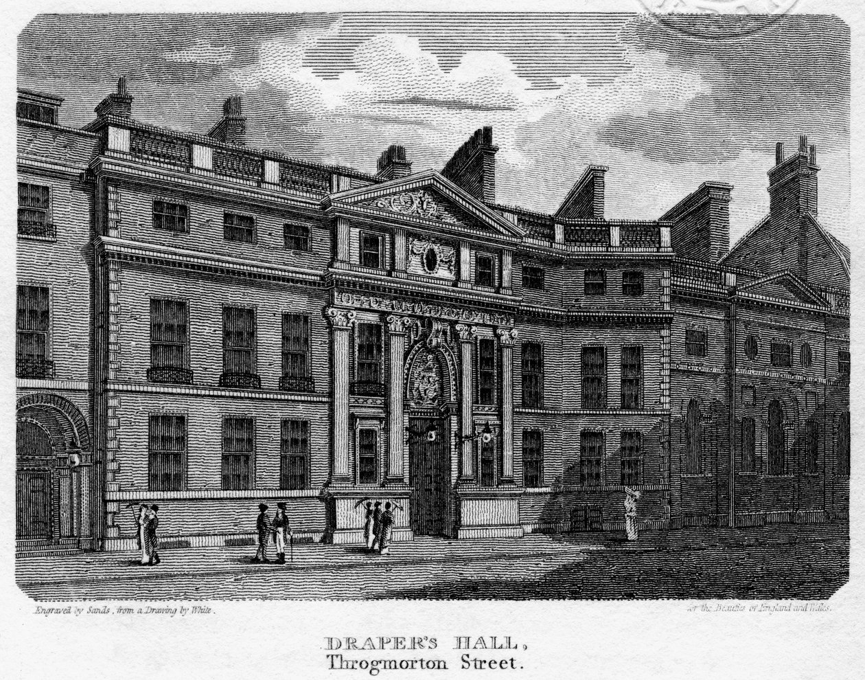 قاعة درابرز ، شارع Throgmorton ، مدينة لندن ، 1812. بواسطة رمال