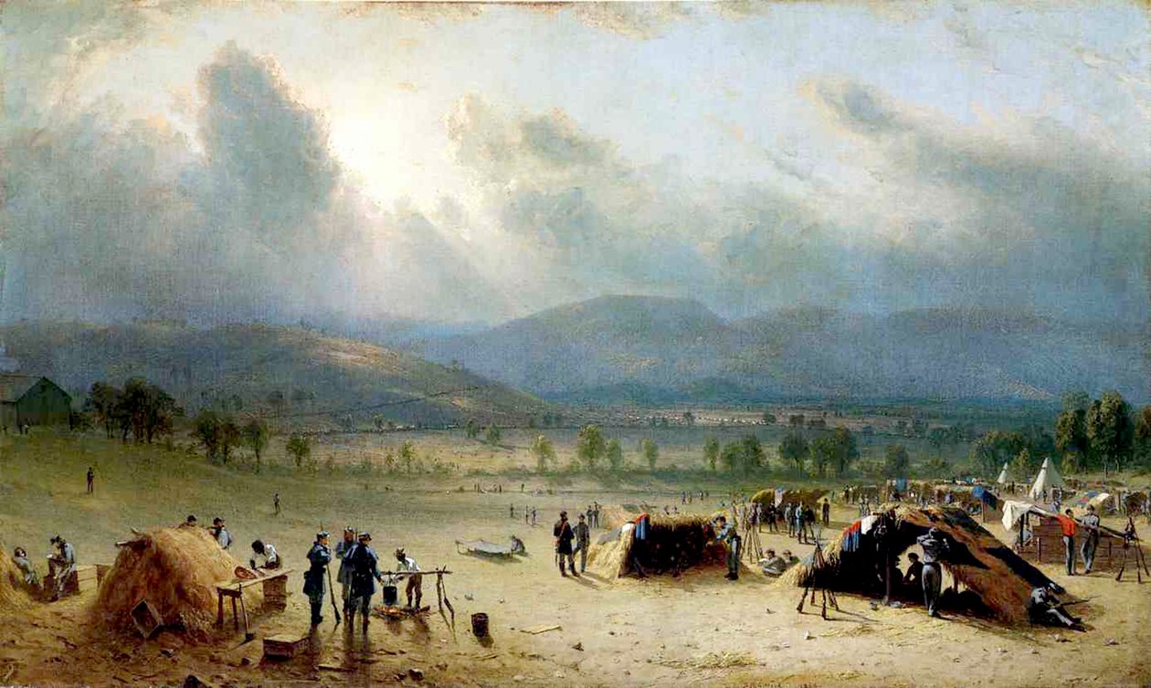 الفوج الأمريكي السابع بالقرب من فريدريك ، ماريلاند ، 1863 (زيت وقلم رصاص على قماش) بواسطة سانفورد روبنسون جيفورد