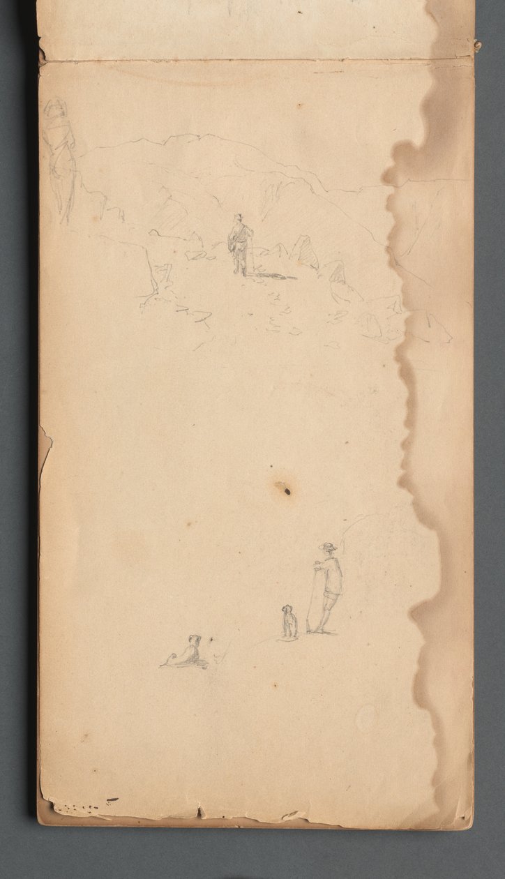 كراسة الرسم ، الصفحة 02: شكل في منظر طبيعي مع الكلب ، 1859. بواسطة سانفورد روبنسون جيفورد