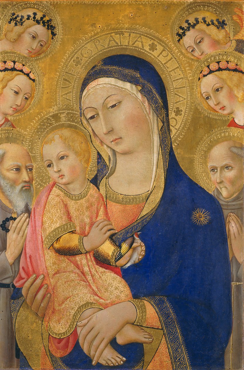مادونا والطفل مع سانت جيروم ، سانت برناردينو ، والملائكة ، c.1460-70 (درجة الحرارة على اللوحة) بواسطة سانو دي بيترو