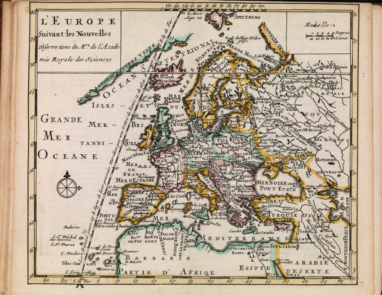 Kart fra Nasjonalbibliotekets kartsamling. Kartet er gitt ut i  (1690-1708) og viser Europa بواسطة سانسون شي مورتييه