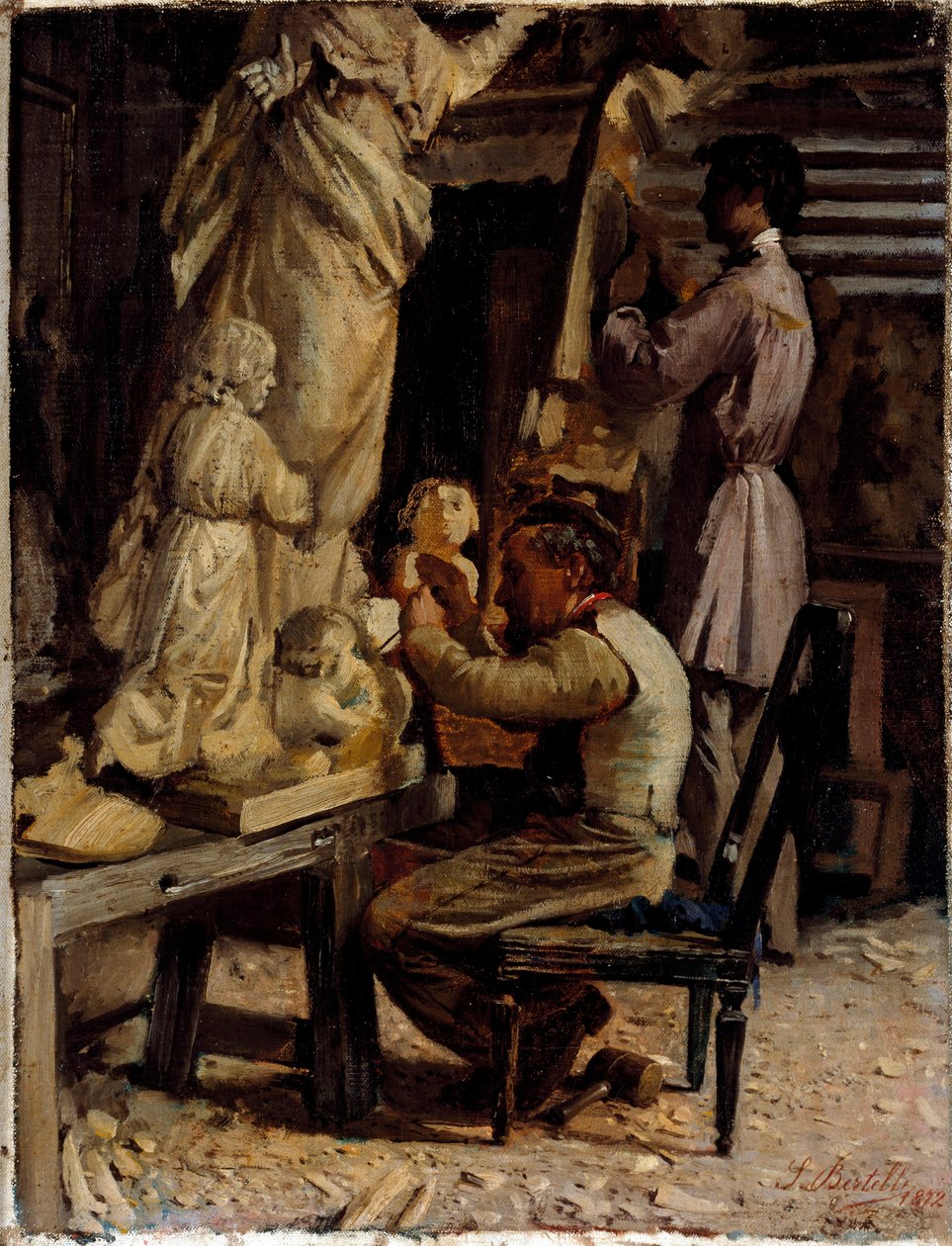 ورشة النحات. لوحة سان بيرتيلي (1840-1892) بواسطة سانتي بيرتيلي