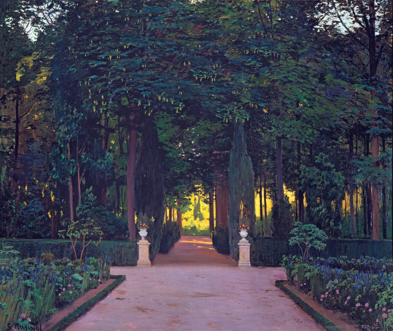 حدائق في Aranjuez ، بواسطة Rusinol ، سانتياغو (1861-1931). زيت على قماش ، حوالي 1899. الأبعاد: 117 × 139 سم. Ablo Coleccion بواسطة سانتياغو روسينول إي براتس