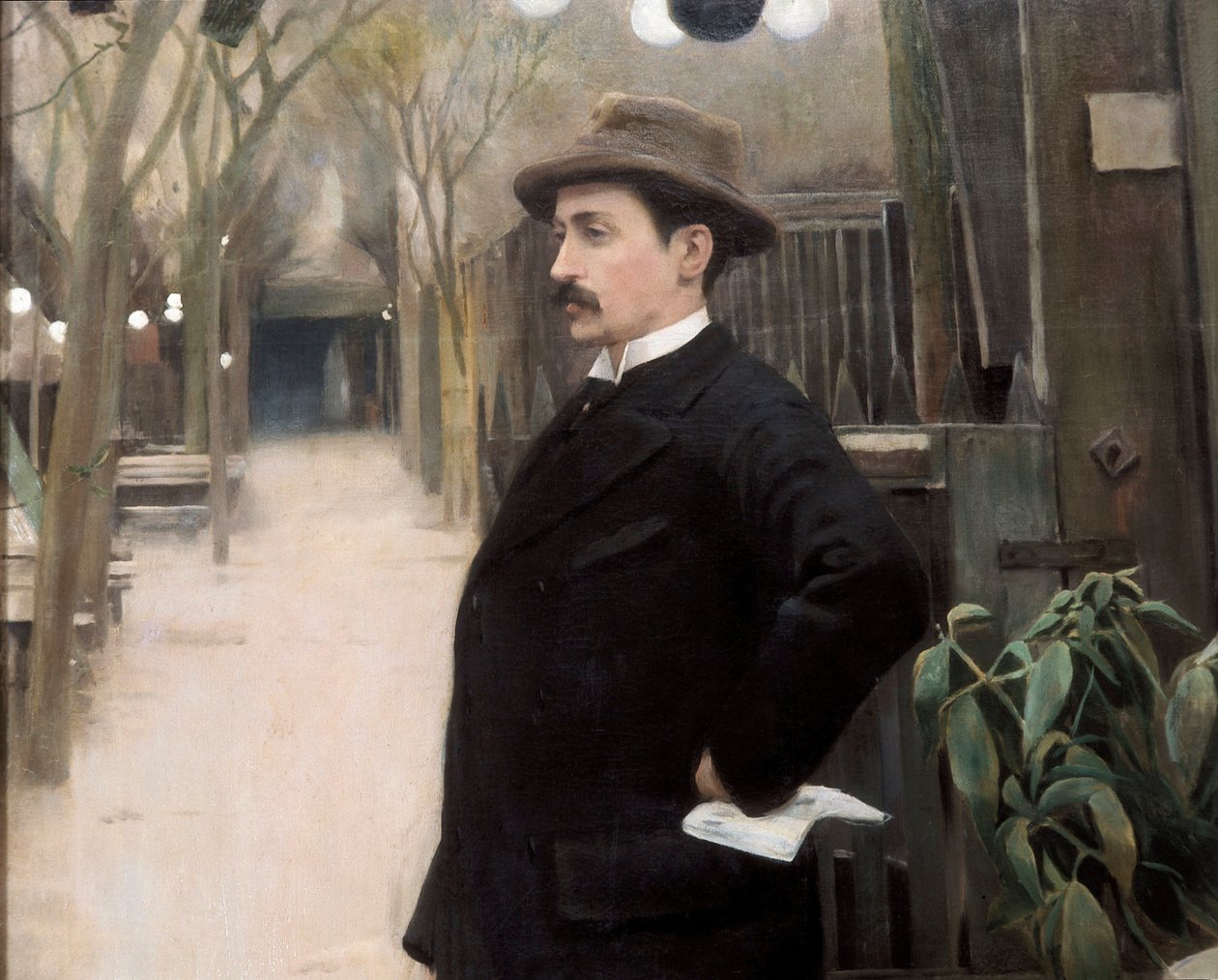 “Portrait of the painter Miguel Utrillo (1862-1934) during his stay in Paris” Detail. Painting by Santiago Rusinol y (i) Prats (1861-1931) 1891. بواسطة سانتياغو روسينول إي براتس