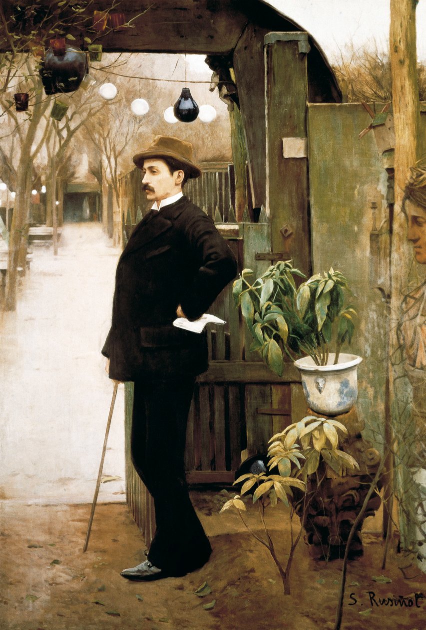 “Portrait of the painter Miguel Utrillo (1862-1934) during his stay in Paris” Painting by Santiago Rusinol y (i) Prats (1861-1931) 1891 بواسطة سانتياغو روسينول إي براتس
