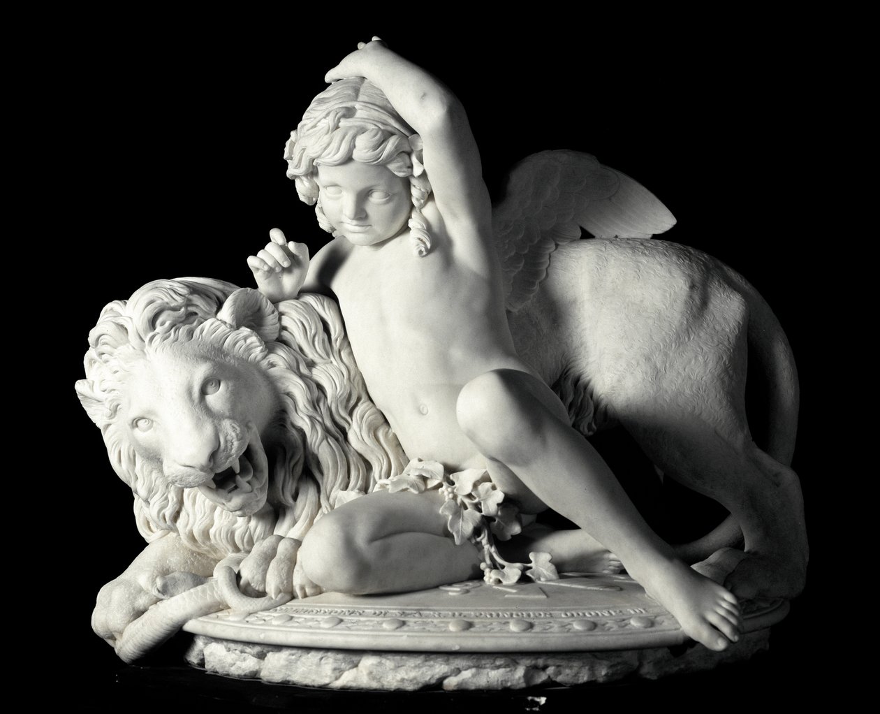الحب إتقان قوة النحت الرخامي لسانتو فارني (1807-1885) 1865. Dim. 85x90x62 سم من مجموعة Prince Odon di savoia. الجينات ، Galleria d'Arte Moderna ، الجرد. 940 بواسطة سانتو فارني