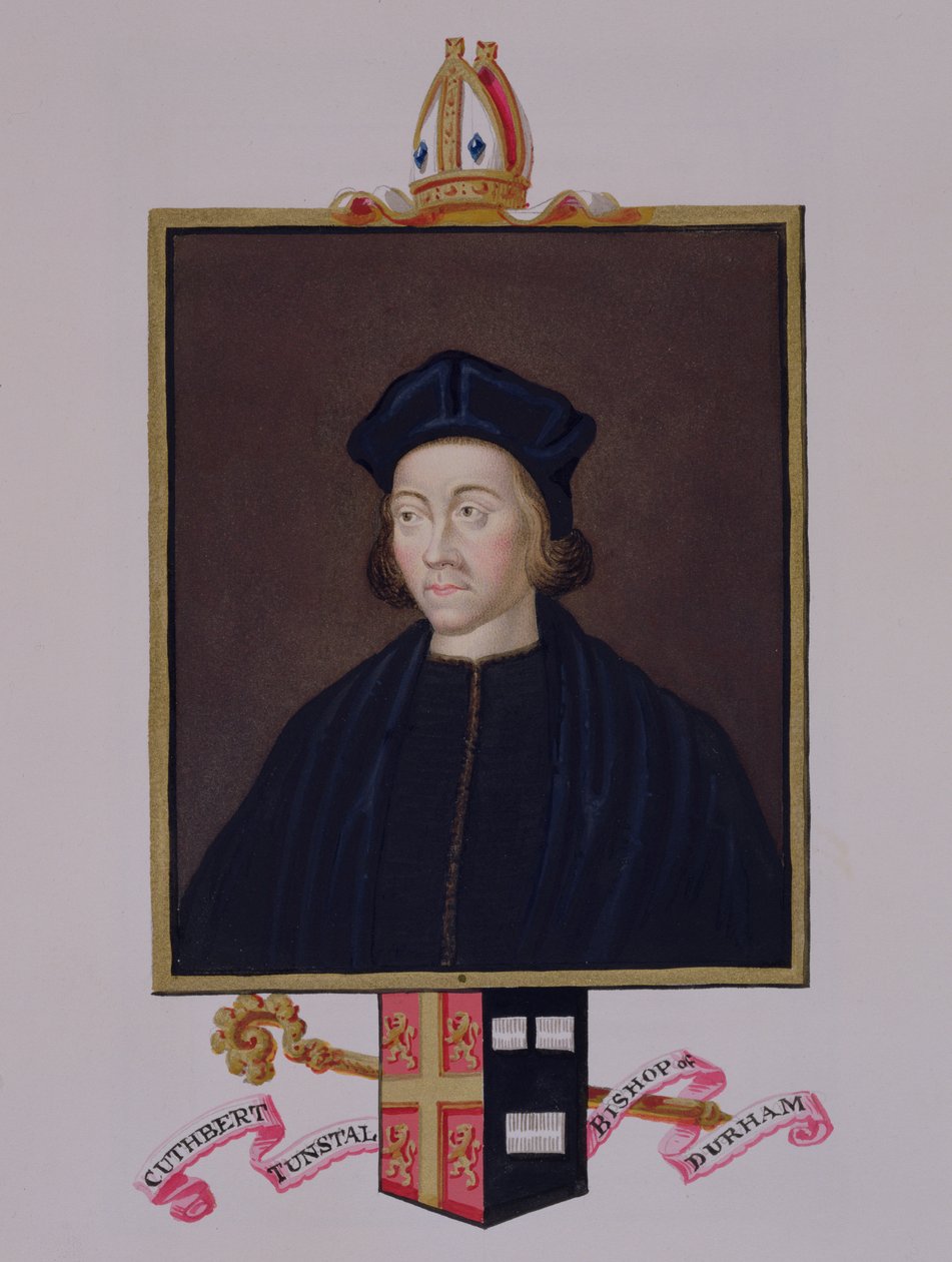 صورة لكوثبرت تونستال (1474-1559) أسقف دورهام من "مذكرات محكمة الملكة إليزابيث" ، نُشر عام 1825 (مرحاض وغواش على ورق) بواسطة سارة كونتيسة إسكس