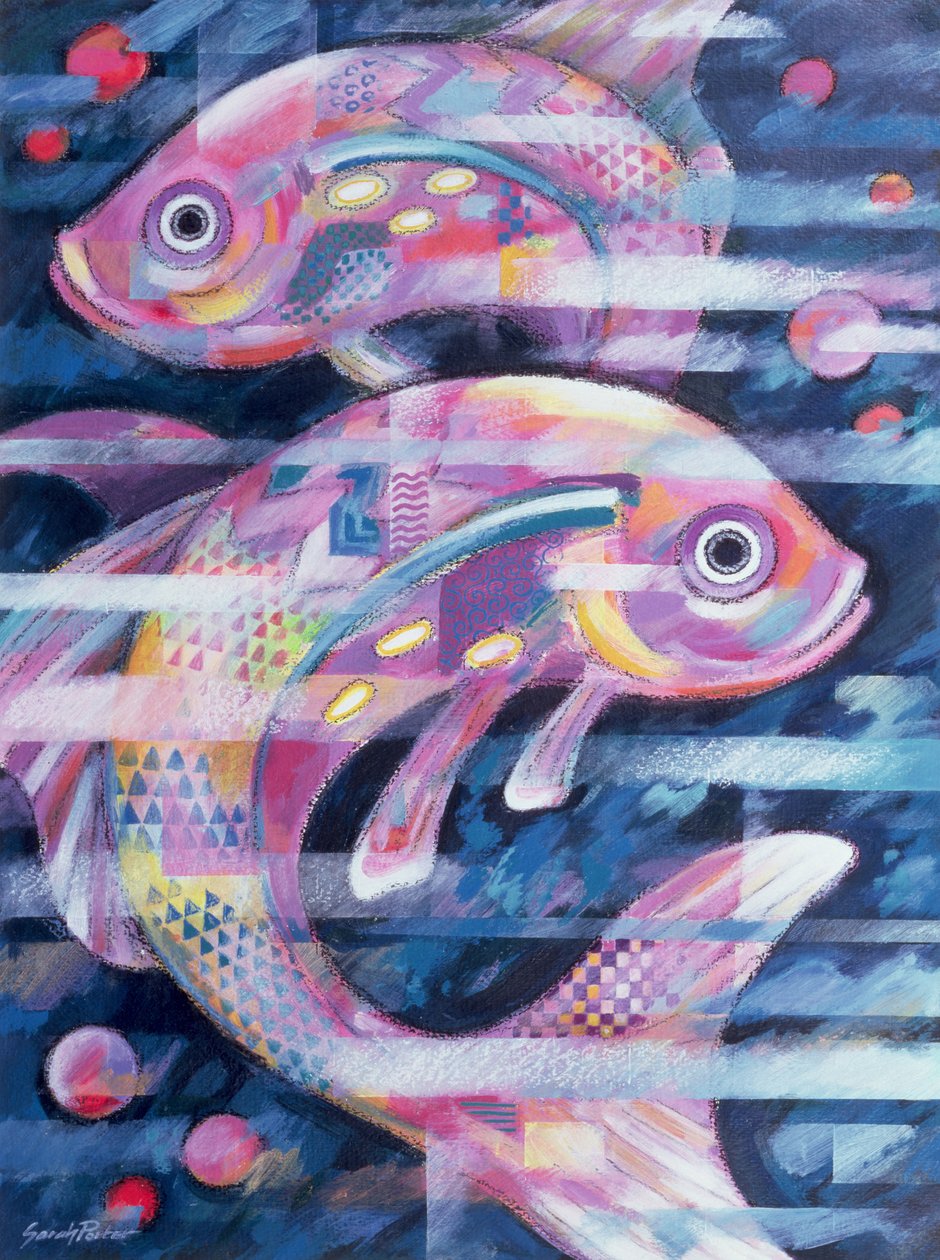 Fishstream (أكريليك وزيت باستيل على ورق) بواسطة سارة بورتر