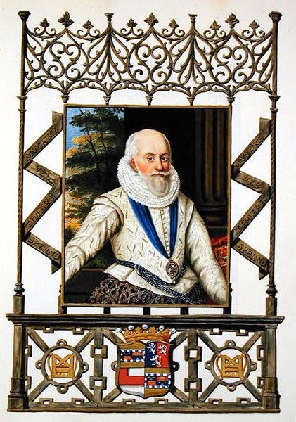 صورة لإدوارد سومرست (1553-1628) إيرل ووستر الرابع من "مذكرات محكمة الملكة إليزابيث" ، نُشرت عام 1825 (ألوان مائية وغواش على ورق) بواسطة سارة كونتيسة إسكس