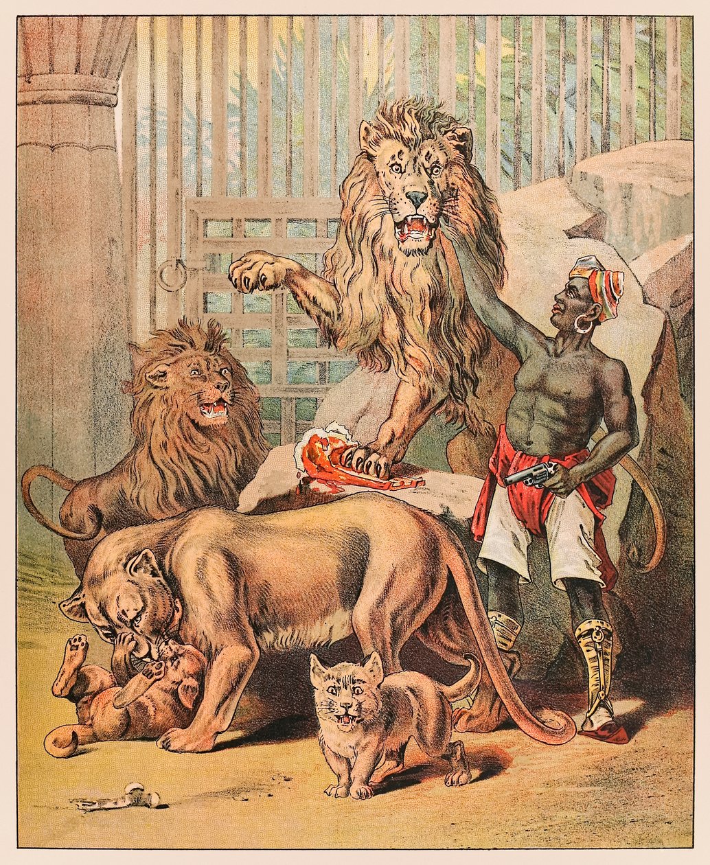أداء الأسود مع معالجها في Barnum & Bailey Circus من PT Barnum