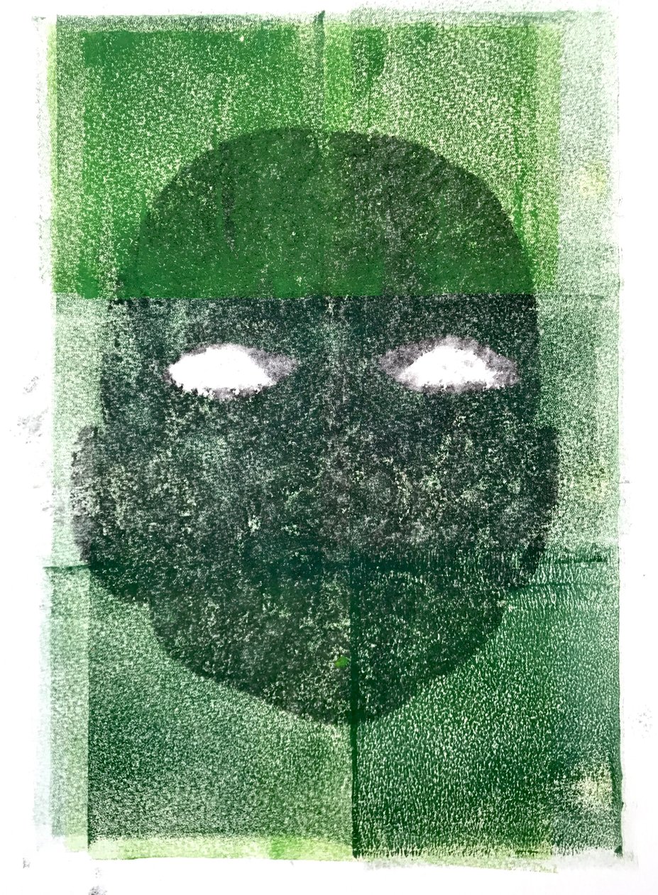 بلا عيون ، 2020 ، (monoprint) بواسطة سارة طومسون إنجلز