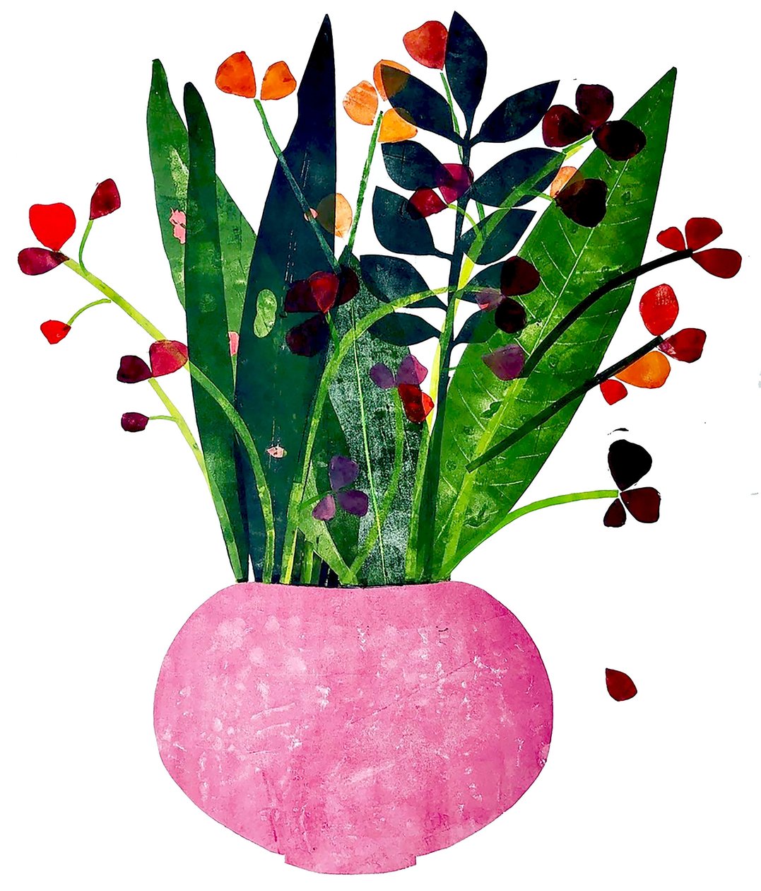 الوعاء الوردي ، 2020 (Monoprint) بواسطة سارة طومسون إنجلز