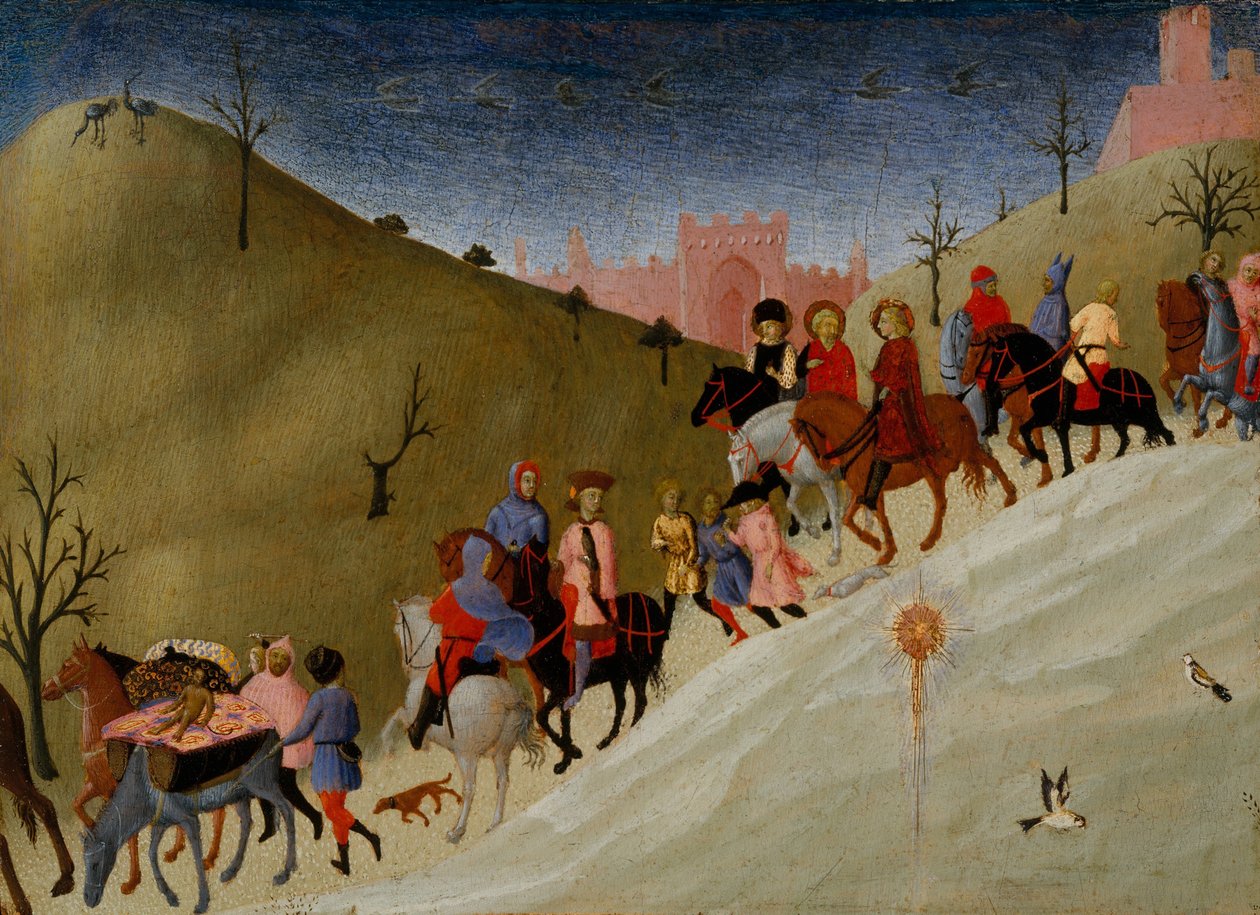 رحلة المجوس ، c.1433-5 (درجة الحرارة والذهب على الخشب) بواسطة ستيفانو ساسيتا