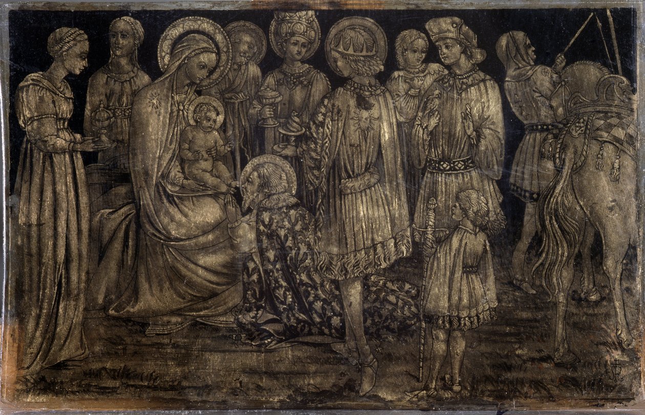 العشق للوحة المجوس لساسيتا (1392-1450) قاتمة 29x46 سم متحف الفنون الزخرفية والأزياء مرسيليا بواسطة ساسيتا (حوالي 1392 1450)