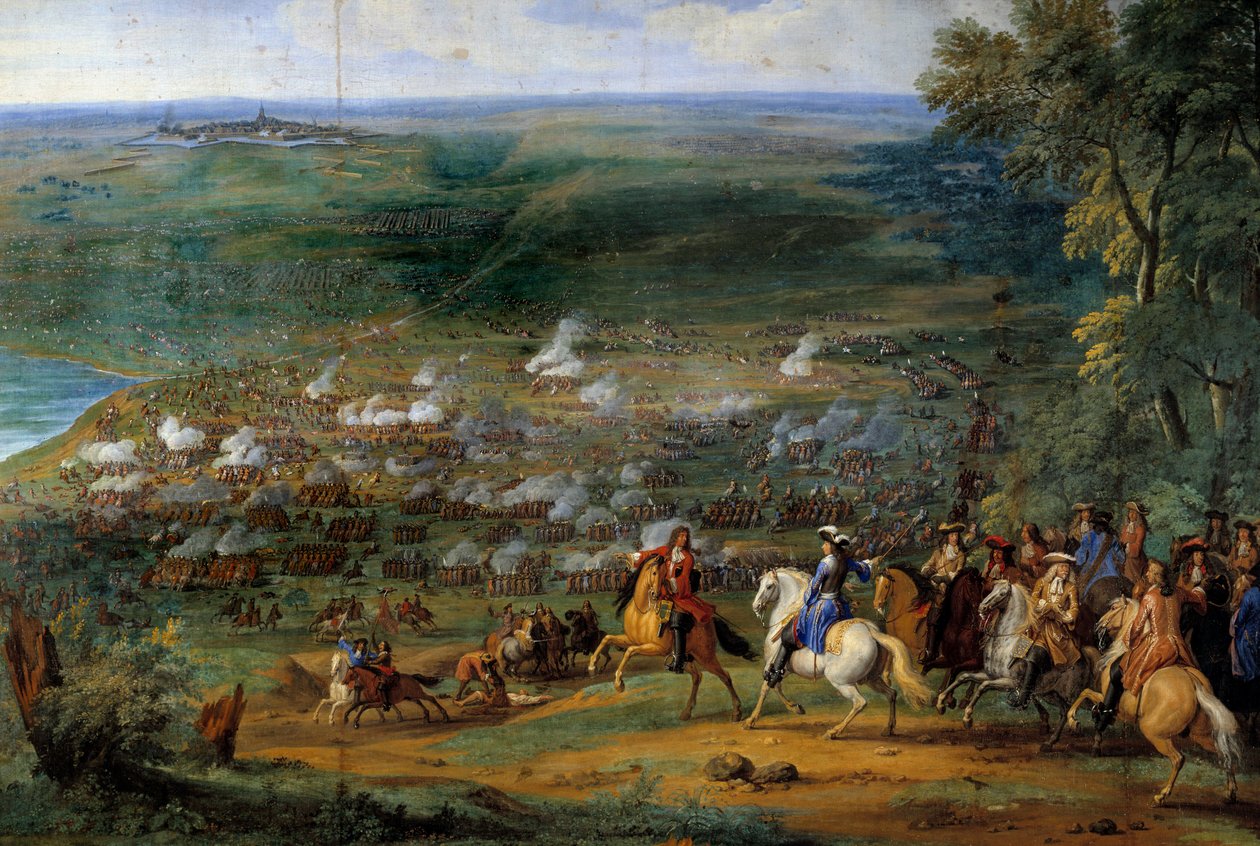 حرب الثلاثين عامًا: "" منظر لمعركة روكروي (روكروي) في 19/05/1643 معارضة القوات الفرنسية لدوق إنغين والقوات الإسبانية لفرانسيسكو دي ميلو "التفاصيل ، رسم لوفور لو كونتي (لوكونتي) ، Le Comte، Lecomte) (1659-1694) بواسطة سوفور لو كونتي