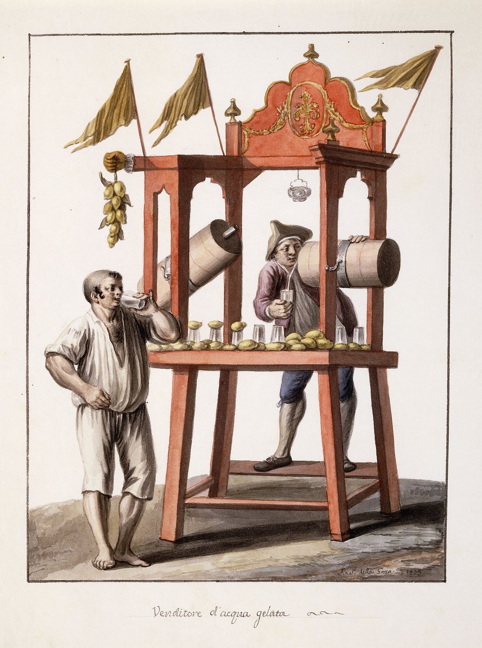 بائع الماء المثلج بائعة مياه مجمدة ، 1803 بواسطة Saviero Xavier della Gatta