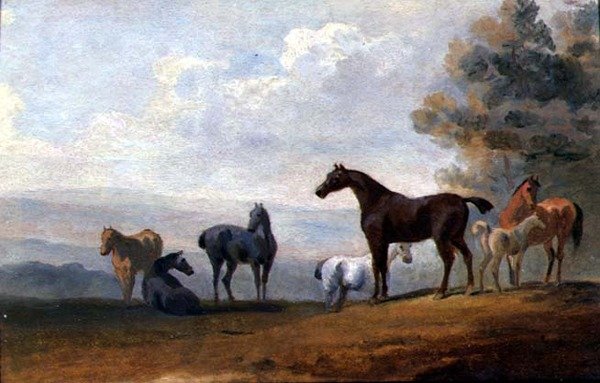 الخيول (زيت على لوح) بواسطة ساوري جيلبين