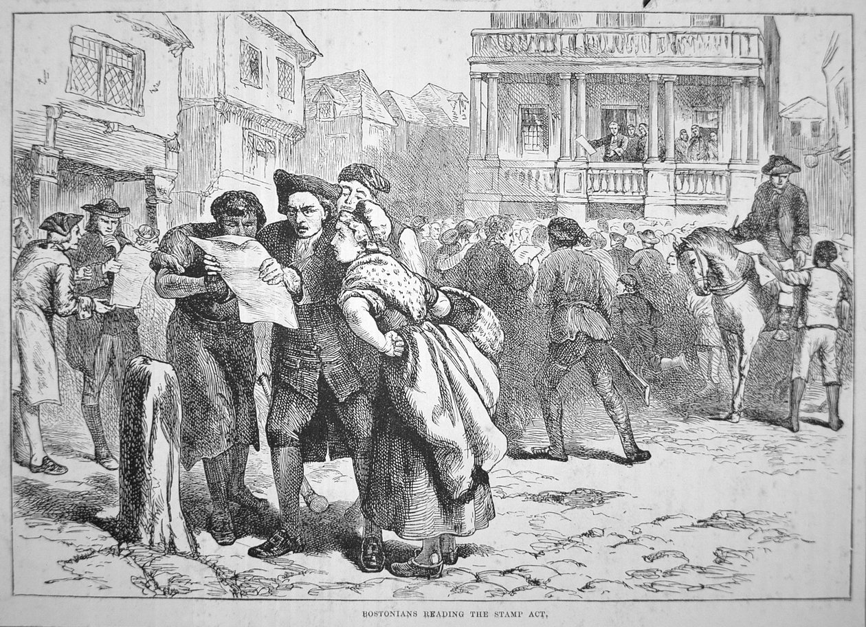 Bostonians reading the Stamp Act بواسطة المدرسة الأمريكية