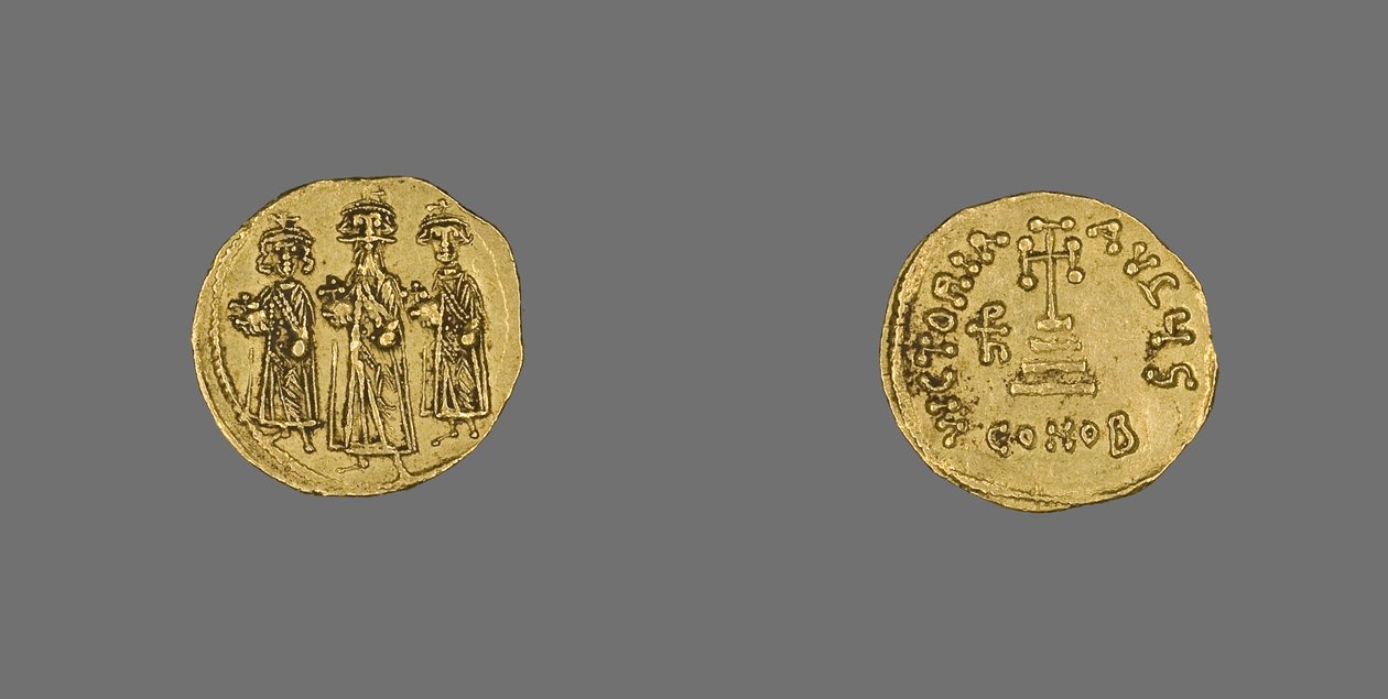سوليدوس (عملة) من هرقل ، 638 م - 641 م (ذهبي) بواسطة المدرسة البيزنطية