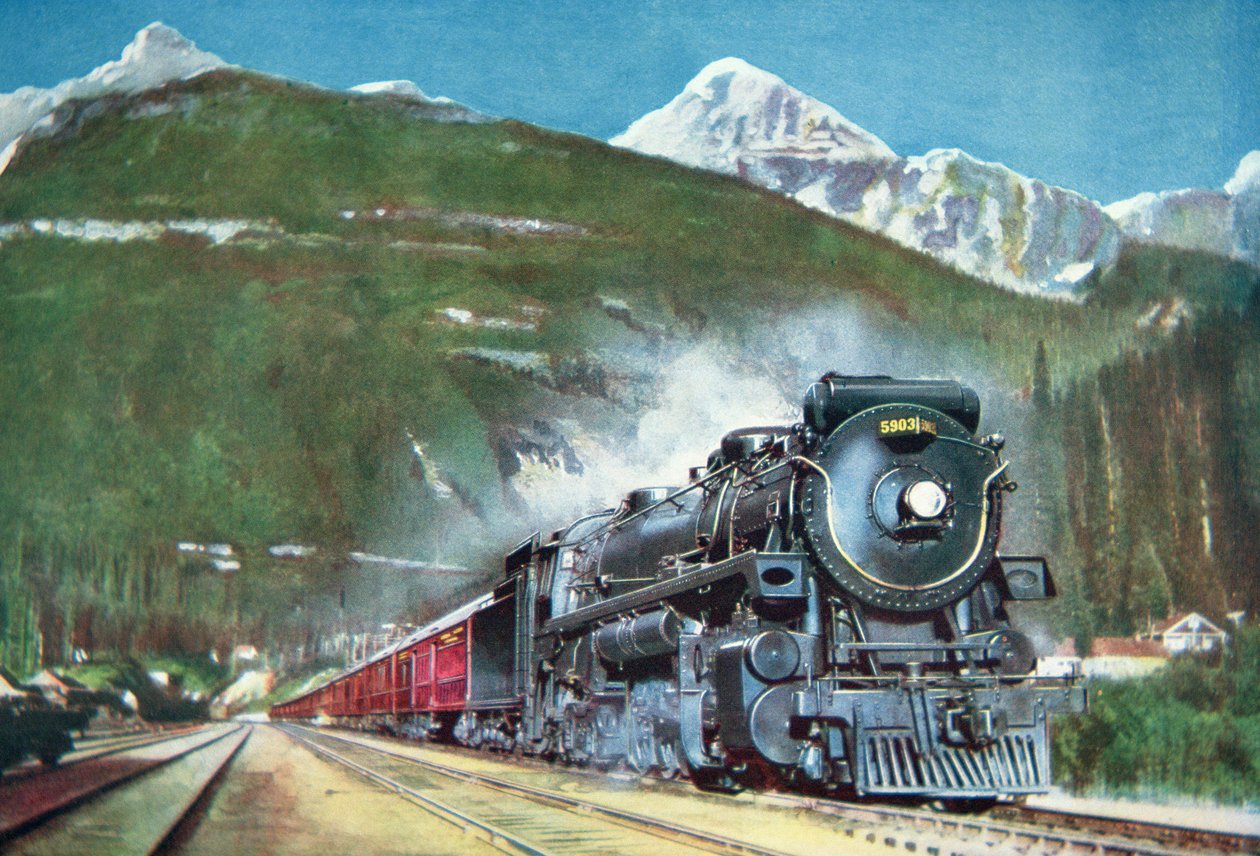 Canadian Pacific Railway at the foot of the Rocky Mountains بواسطة المدرسة الكندية