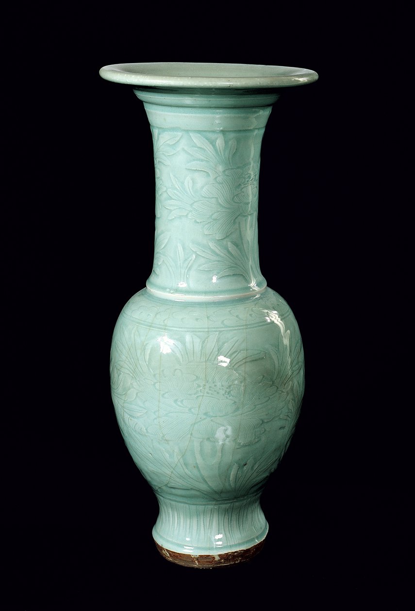 مزهرية سيلادون زجاجية ، أسرة يوان (1260-1368) (سيراميك) بواسطة المدرسة الصينية