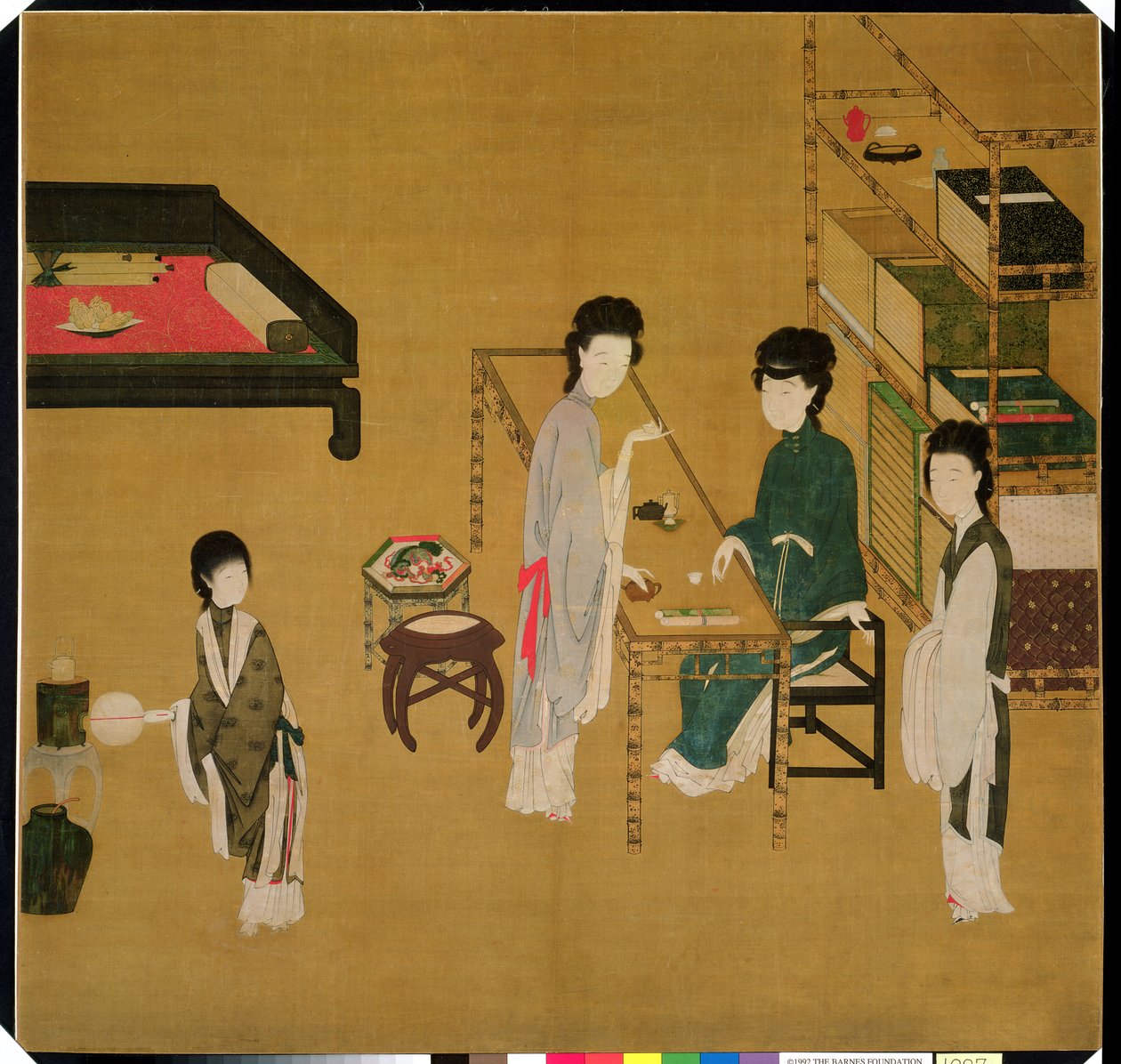 Interior Scene, late 18th or 19th century (Chinese black ink & heavily applied pigments on silk) بواسطة المدرسة الصينية