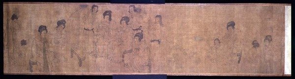 Palace Ladies at Leisure Handscroll ، تفاصيل عن السيدات يصنعن الموسيقى ، بعد النسخة الأصلية من Wen-chu Chou (fl.970) فترة جنوب سونغ ، حوالي 1140 (حبر وصبغة على الحرير) (انظر أيضًا 114251) بواسطة المدرسة الصينية