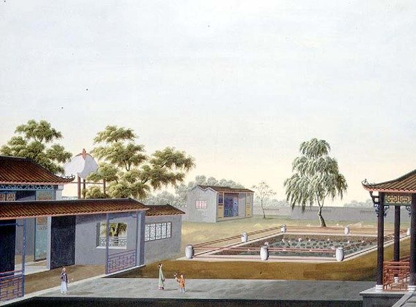 Walled Garden ، حوالي 1820-40 (ألوان مائية على ورق) بواسطة المدرسة الصينية