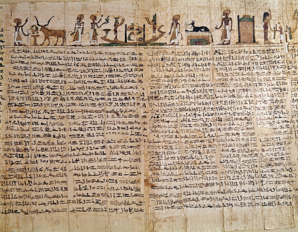 العصور القديمة المصرية: بردية من كتاب الموتى. عصر منخفض. باريس ، متحف اللوفر - العصور القديمة المصرية: بردية كتاب الموتى. الفترة المتأخرة ، متحف اللوفر ، باريس بواسطة المدرسة المصرية