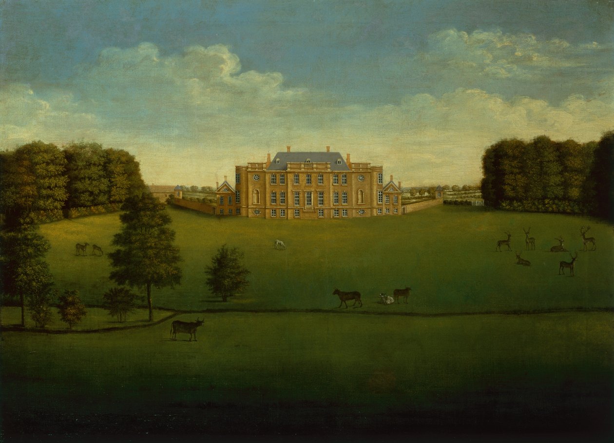 A Prospect of Gautby Hall، Lincolnshire من Across the Lake بواسطة مدرسة اللغة الإنجليزية