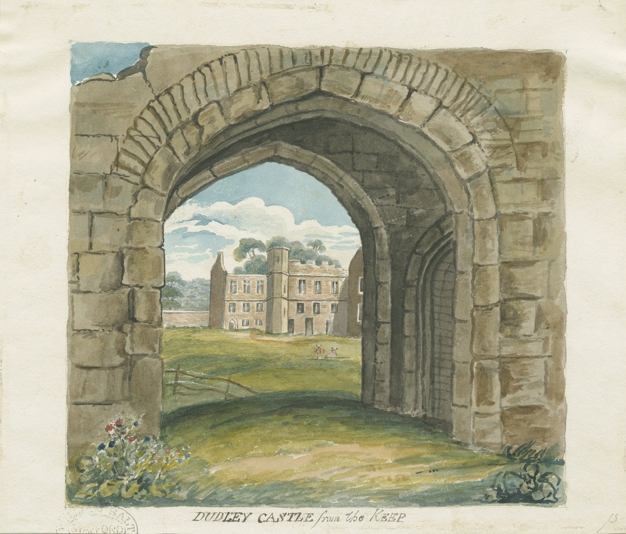 قلعة دودلي - The Keep: الرسم بالألوان المائية ، و [القرن التاسع عشر] (رسم) بواسطة مدرسة اللغة الإنجليزية