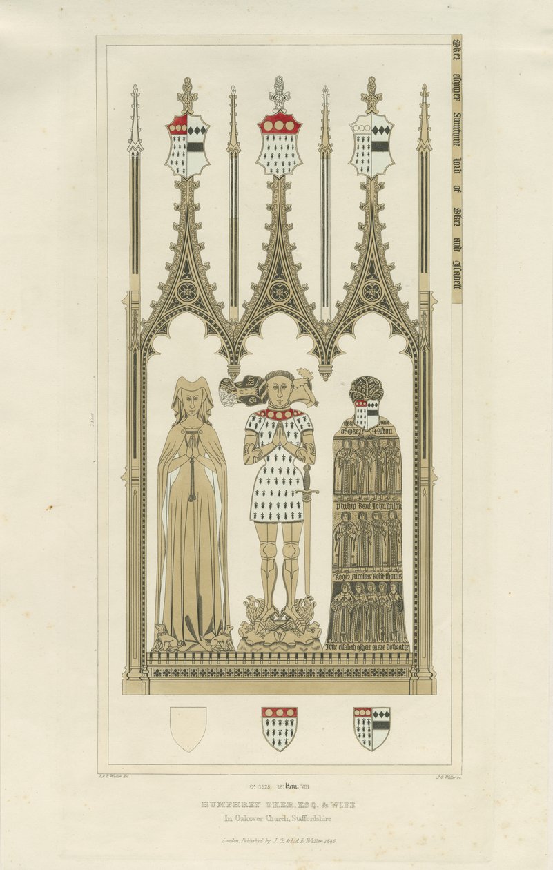 الجزء الداخلي من كنيسة أوكوفر - النصب التذكاري لهامفري أوكر: نقش ، و [عام 1846] (طباعة) بواسطة مدرسة اللغة الإنجليزية