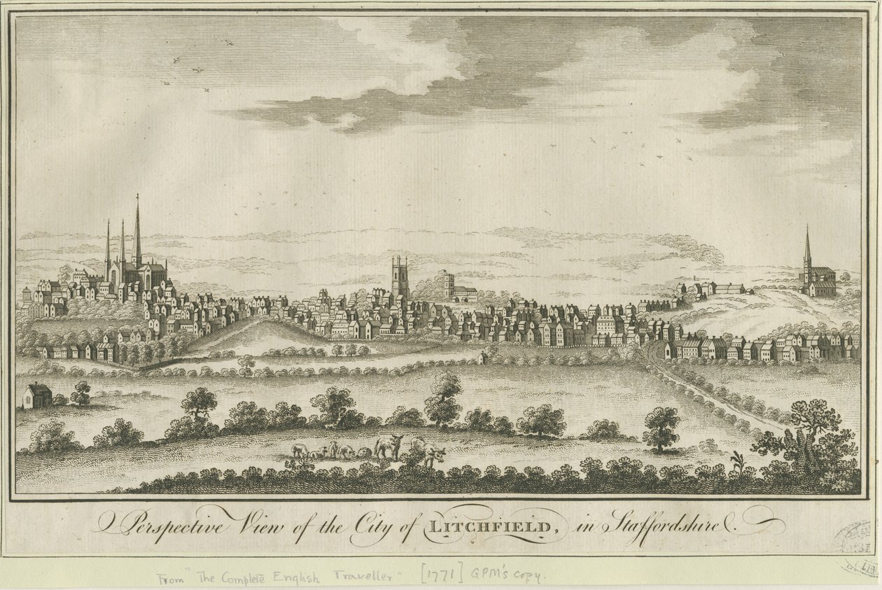 Lichfield - South West View: نقش ، و [1771] (طباعة) بواسطة مدرسة اللغة الإنجليزية