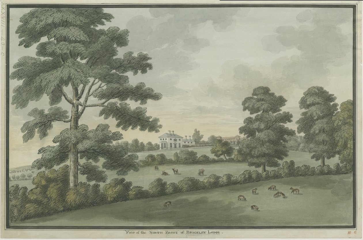 Needwood - Brickley Lodge: water colour painting, nd [c 1786] (painting) بواسطة مدرسة اللغة الإنجليزية