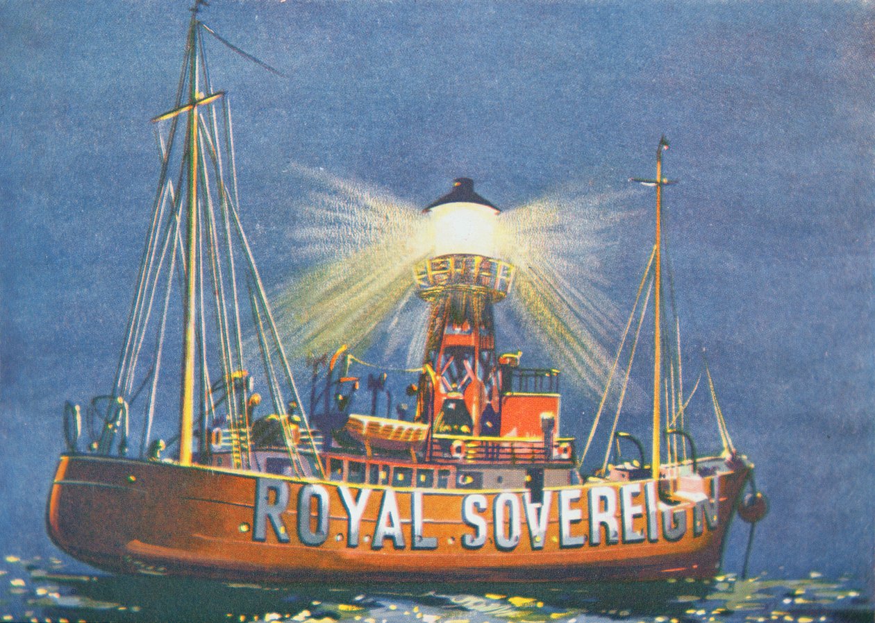 The Royal Sovereign Lightship ، المتمركزة قبالة Beachy Head ، المملكة المتحدة (اللون الليثو) بواسطة مدرسة اللغة الإنجليزية