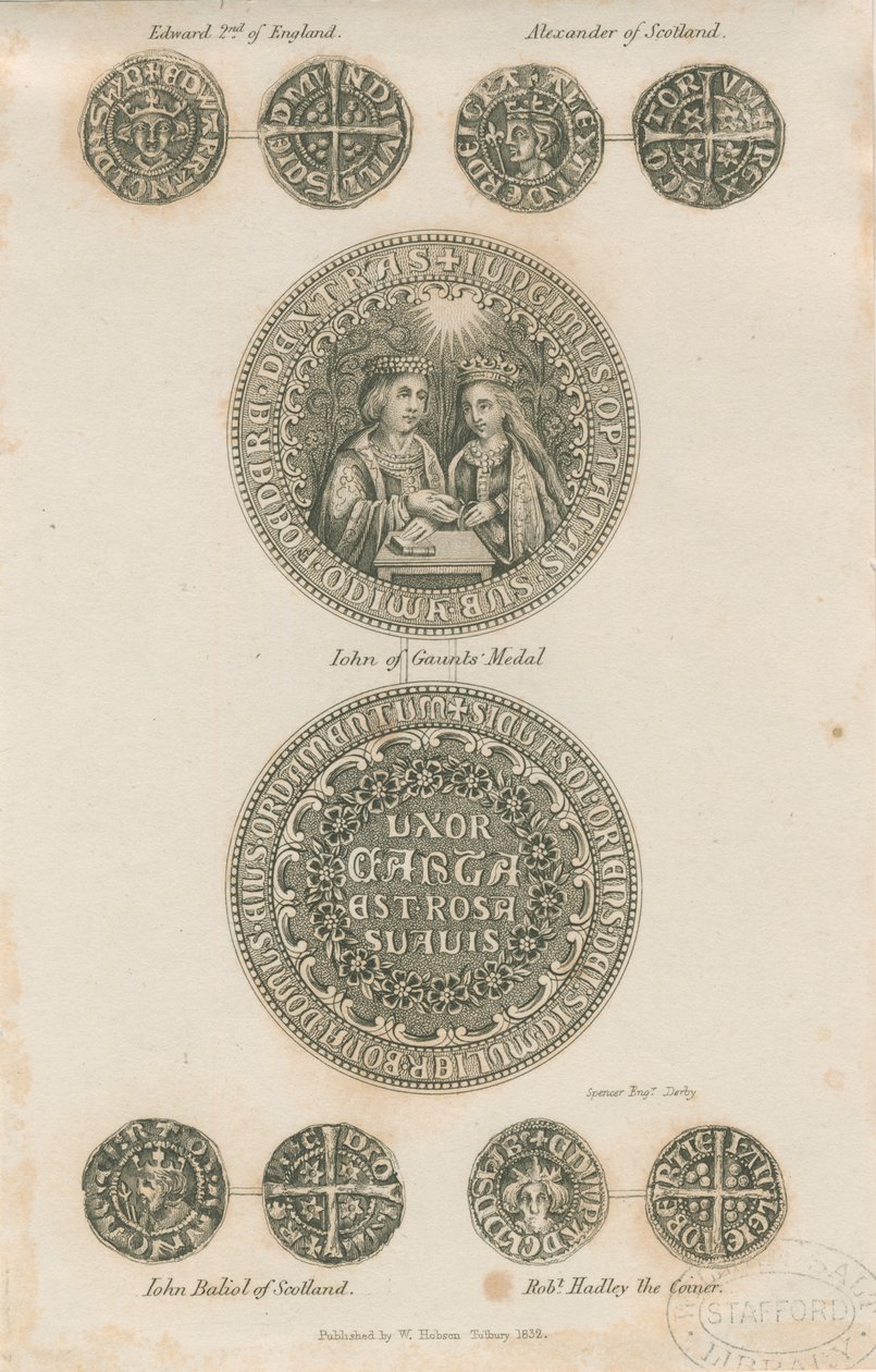 توتبيري - لوحة من عملات العصور الوسطى: نقش ، بدون تاريخ [عام 1832] (طباعة) بواسطة مدرسة اللغة الإنجليزية