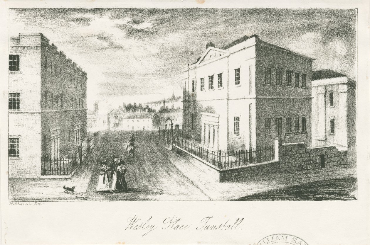 Wolstanton - "Wesley Place، Tunstall": الطباعة الحجرية ، بدون تاريخ [منتصف القرن التاسع عشر] (طباعة) بواسطة مدرسة اللغة الإنجليزية