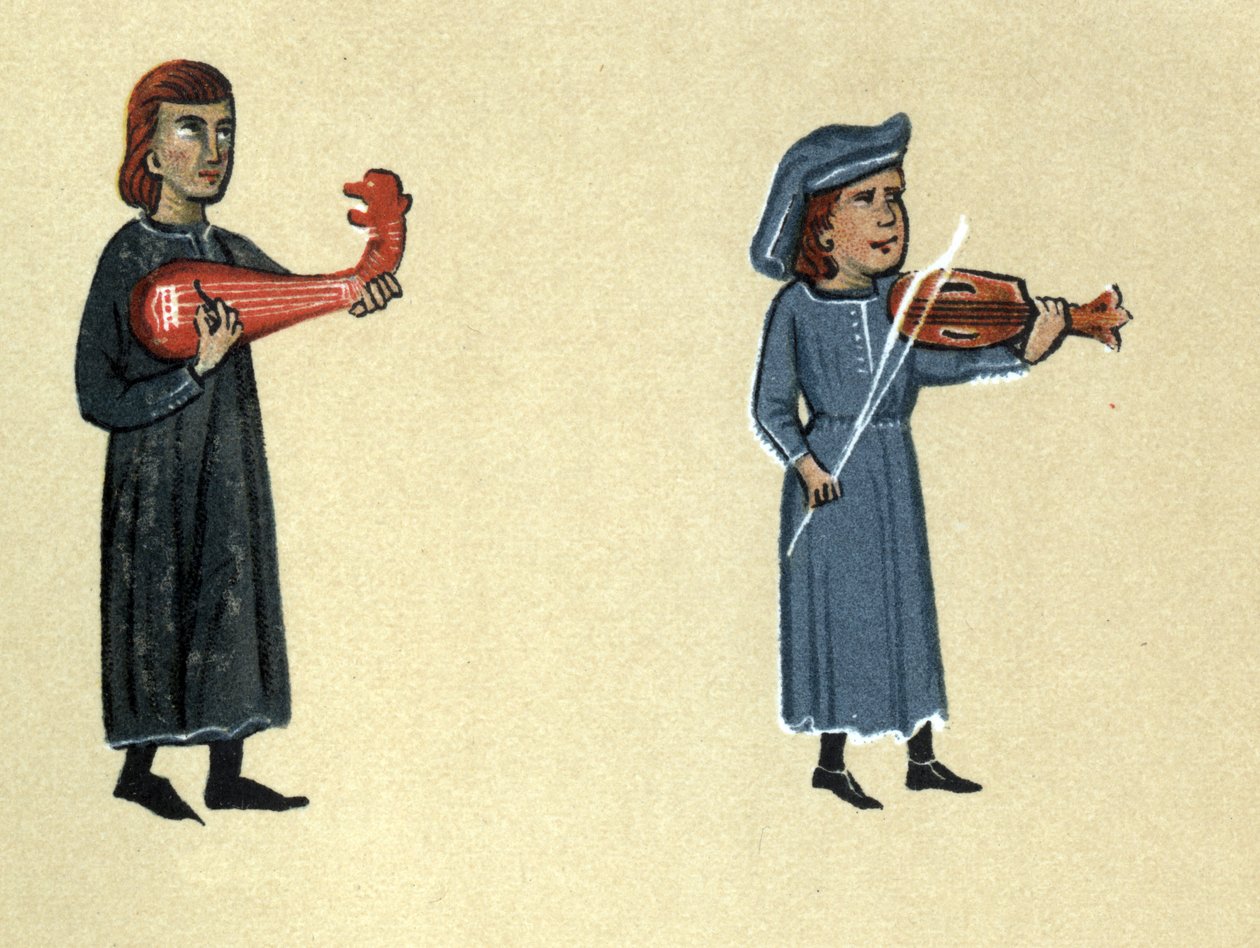 تروبادور من العصور الوسطى ، رسم توضيحي من "Histoire de la Literature Francaise" بقلم هيرمان سوشيير بواسطة المدرسة الفرنسية