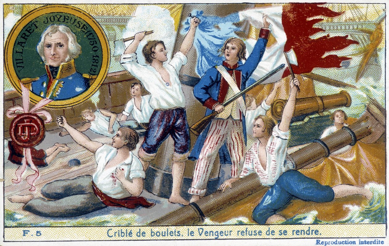 قام الأدميرال فيلاري (1750-1812) ، وهو ممثل في الميدالية ، بتسليم معركة Ouessant البحرية إلى الإنجليزية Howe في عام 1794. بواسطة المدرسة الفرنسية