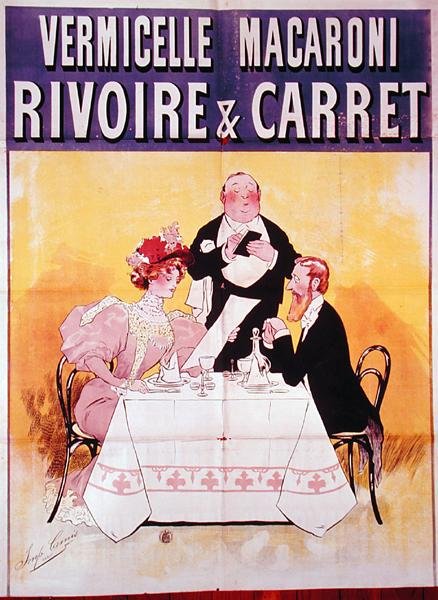إعلان عن معكرونة "Rivoire & Carret" حوالي 1900 (لون ليثو) بواسطة المدرسة الفرنسية