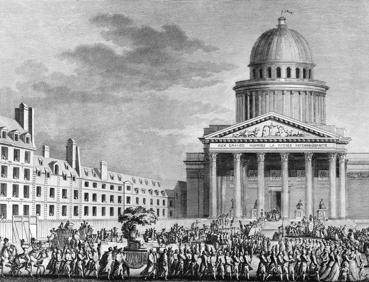 الثورة الفرنسية: Apotheose بواسطة جان جاك روسو (1712-1778) ، ترجمته إلى البانثيون في 11 أكتوبر 1794. باريس ، مكتبة معهد تاريخ الثورة بواسطة المدرسة الفرنسية